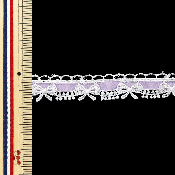 【数量5から】 ケミカルレース 『ケミカルリボンレース 約1.5cm幅 ライトパープル FR2408』