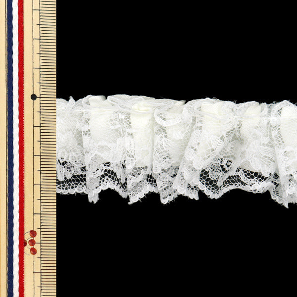 【数量5から】 フリルリボンテープ 『リボンフリルレース 約3.5cm幅 オフホワイト FR2413』