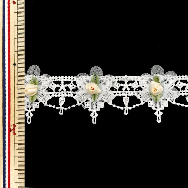 【数量5から】 レースリボン 『ローズリボンレース アイボリー DCL2438』