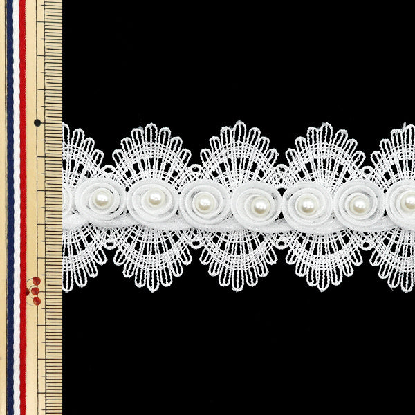 【数量5から】 レースリボン 『パールサイドレース ホワイト DCL2435』