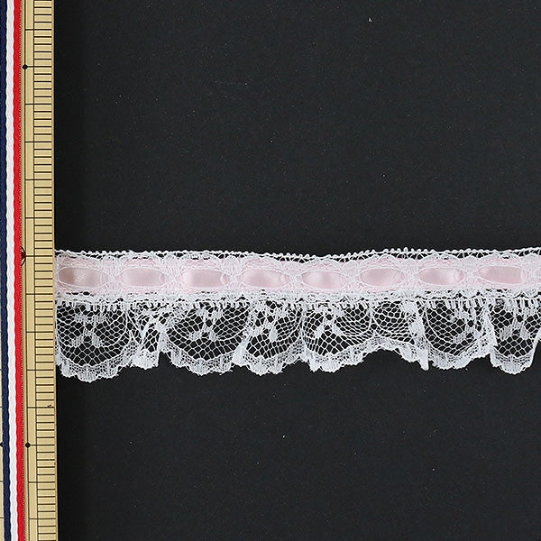 【数量5から】 レースリボンテープ 『レース ピンク ホワイト 000626 K-C03 チープレース』