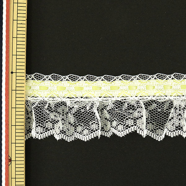 【数量5から】 レースリボンテープ 『レース イエロー ホワイト 000762 K-C11 チープレース』
