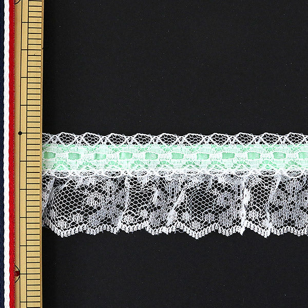 【数量5から】 レースリボンテープ 『レース ミント ホワイト 000762 K-C25 チープレース』