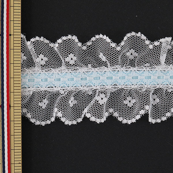 【数量5から】 レースリボンテープ 『レース 水色 029100 K305 チープレース』