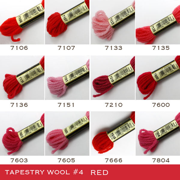 خيط التطريز "DMC رقم 4 خيط التطريز نسيج الصوف الأحمر/الوردي 7210" DMC DMC