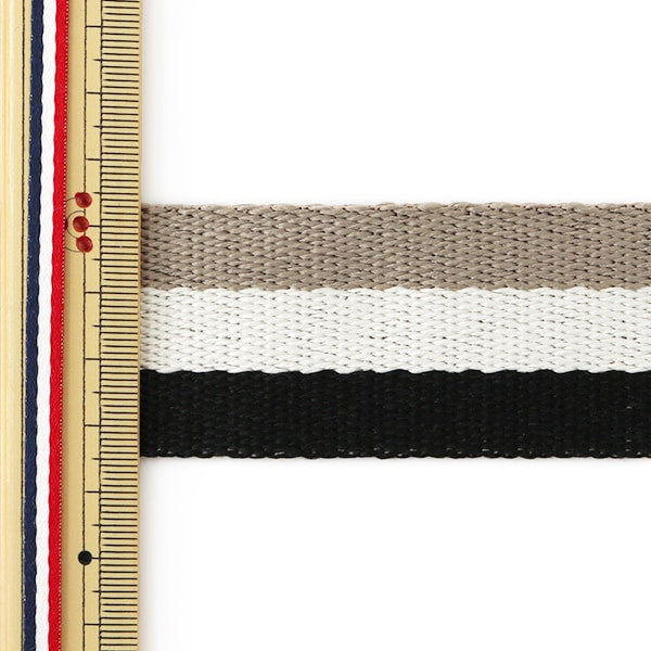 【数量5から】 手芸テープ 『ストライプテープ 38mm トリコロール ベージュ』