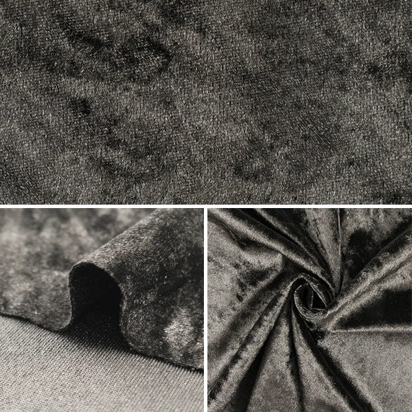 【数量5から】 生地 『クラッシュベロア ブラック 黒 GD3300-300』