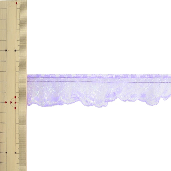 【数量5から】 レース 『ラッセルフリル 幅約3.3cm パープル 03415Y-10』
