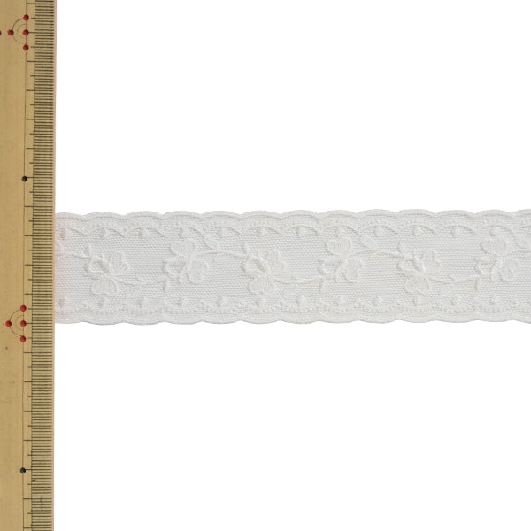 【数量5から】 レースリボンテープ 『チュールレース 62035K 00番色』 MOKUBA 木馬