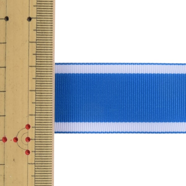 【数量5から】 リボン 『ストライプリボン 750K 幅約3cm 6番色』 MOKUBA 木馬