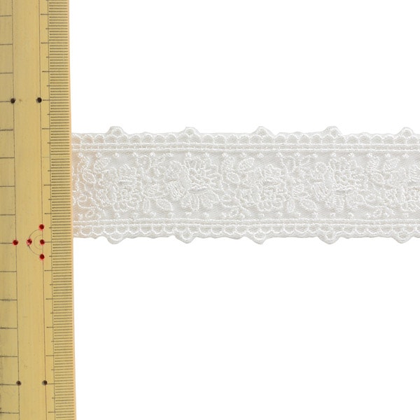 【数量5から】 レース 『チュールエンブロイダリーレース 幅約3.9cm 00番色 SIC-7652』