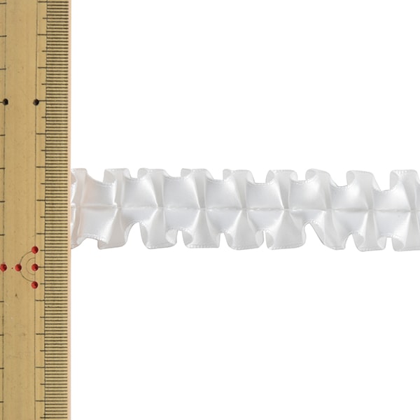 【数量5から】 リボン 『プリーツサテンリボン 幅約2.5cm 00番色』 MOKUBA 木馬