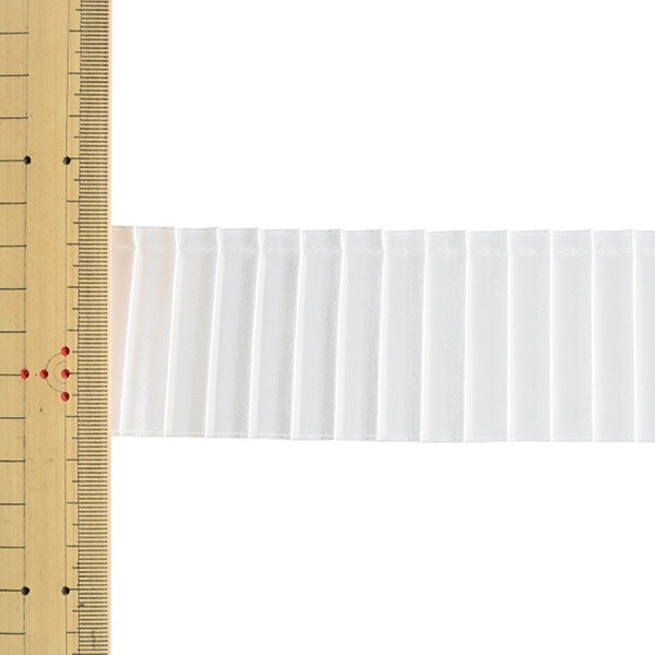 【数量5から】 リボン 『プリーツサテンリボン 幅約5cm 00番色』 MOKUBA 木馬