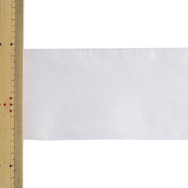 【数量5から】 リボン 『オーガンジーリボン 1500 幅約7.5cm 1番色』 MOKUBA 木馬