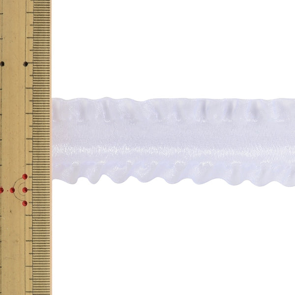 【数量5から】 リボン 『フリルオーガンジーリボン 幅約3.5cm 2番色』 MOKUBA 木馬