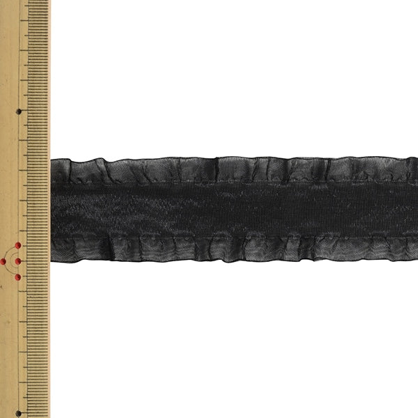 【数量5から】 リボン 『フリルオーガンジーリボン 幅約3.5cm 3番色』 MOKUBA 木馬