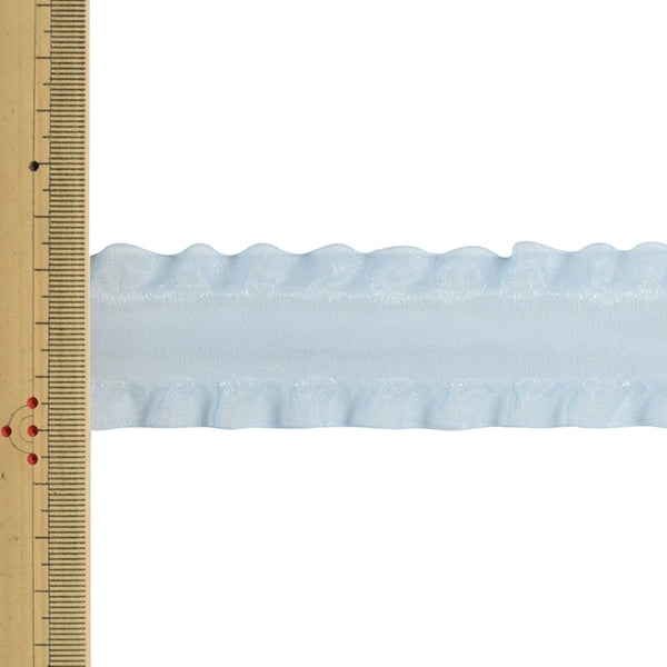 【数量5から】 リボン 『フリルオーガンジーリボン 幅約3.5cm 23番色』 MOKUBA 木馬