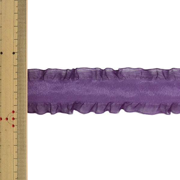 【数量5から】 リボン 『フリルオーガンジーリボン 幅約3.5cm 26番色』 MOKUBA 木馬