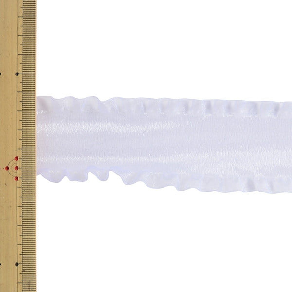 【数量5から】 リボン 『フリルオーガンジーリボン 幅約5cm 2番色』 MOKUBA 木馬