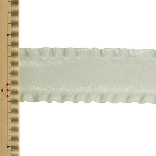 【数量5から】 リボン 『フリルオーガンジーリボン 幅約5cm 18番色』 MOKUBA 木馬