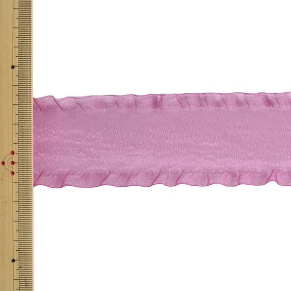 【数量5から】 リボン 『フリルオーガンジーリボン 幅約5cm 29番色』 MOKUBA 木馬