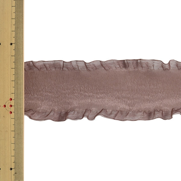 【数量5から】 リボン 『フリルオーガンジーリボン 幅約5cm 49番色』 MOKUBA 木馬