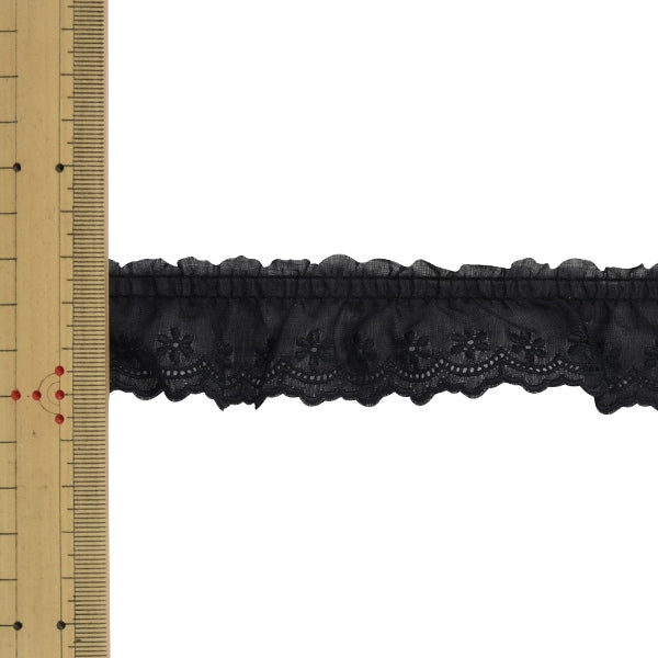 【数量5から】 レースリボンテープ 『フリルコットンレース 60016CTK 3番色』 MOKUBA 木馬