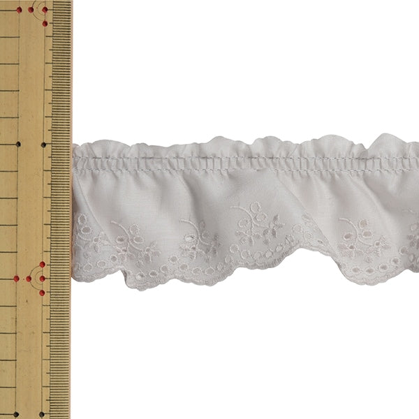 【数量5から】 レースリボンテープ 『フリルコットンレース 60075CTK 5番色』 MOKUBA 木馬