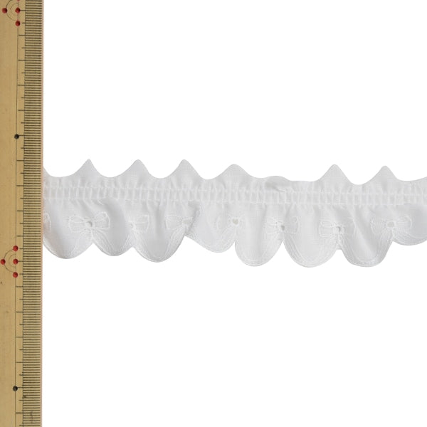 【数量5から】 レースリボンテープ 『フリルコットンレース 6872TK 00番色』 MOKUBA 木馬