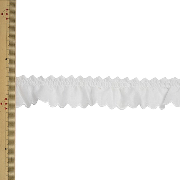 【数量5から】 レースリボンテープ 『フリルコットンレース 60089TK 00番色』 MOKUBA 木馬