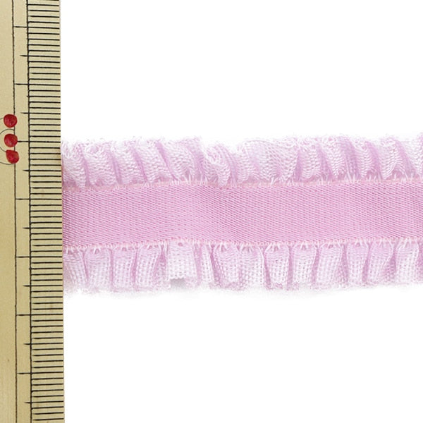 【数量5から】 手芸テープ 『のび~るII フリル付き 幅約2.5cm ピンク』