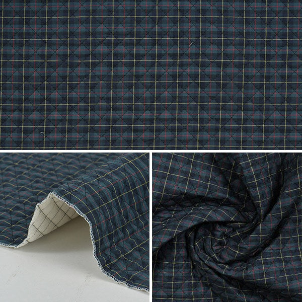 【数量5から】 生地 『先染めタータンキルト 紺地 Q51010-206』