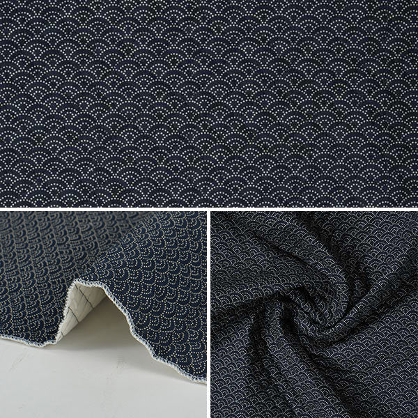 【数量5から】 生地 『和調シーチングプリントキルト 青海波 Q88222-3-5』