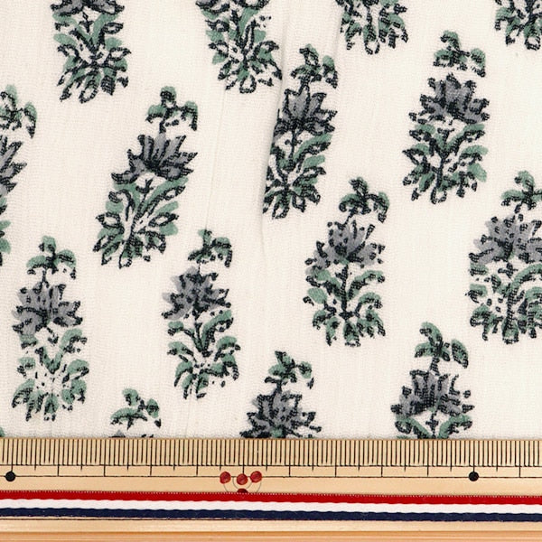 【数量5から】 生地 『楊柳 植物柄 グリーン RAM-CR-3B』