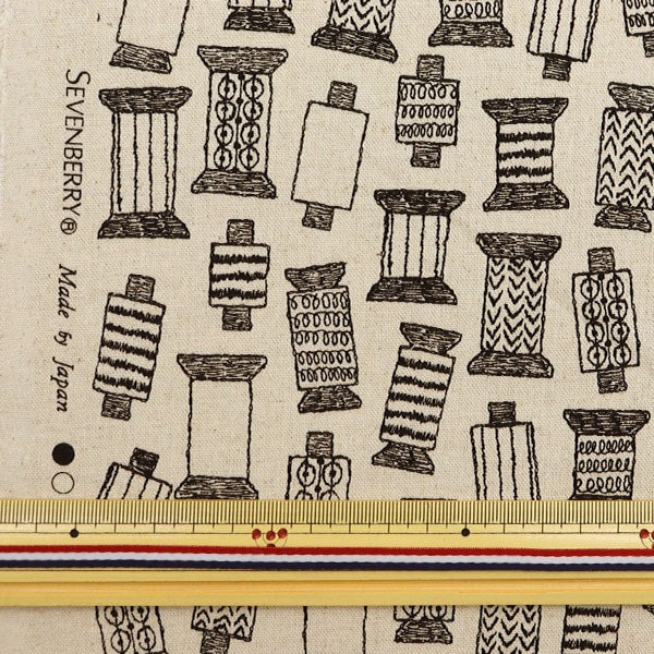 【数量5から】 生地 『綿麻キャンバス イトマキ 生成×黒 850360-1-1』