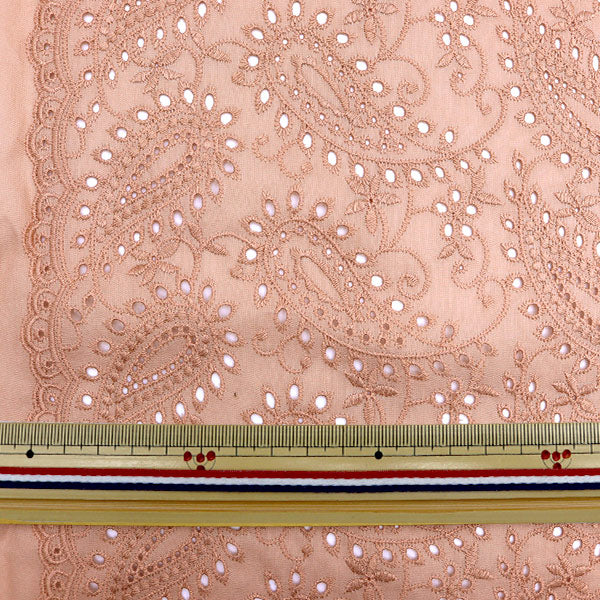 【数量5から】 生地 『綿レース ペイズリー ベビーピンク N9242076-OT2』