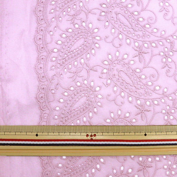 【数量5から】 生地 『綿レース ペイズリー ラベンダー N9242076-1L』