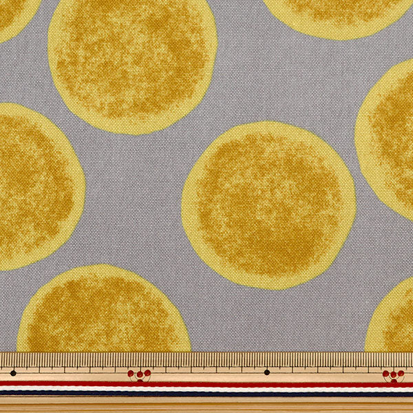 【数量5から】 生地 『高島帆布 ほんわかドット グレー×イエロー 99086-4B』