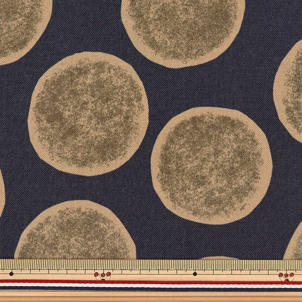 【数量5から】 生地 『高島帆布 ほんわかドット 紺×ブラウン 99086-4C』