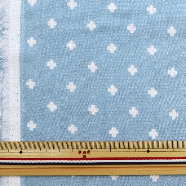 【数量5から】 生地 『抗ウイルス機能繊維CLEANSE®(クレンゼ®) Wガーゼ クロス柄 ブルー ZE10361L-B』