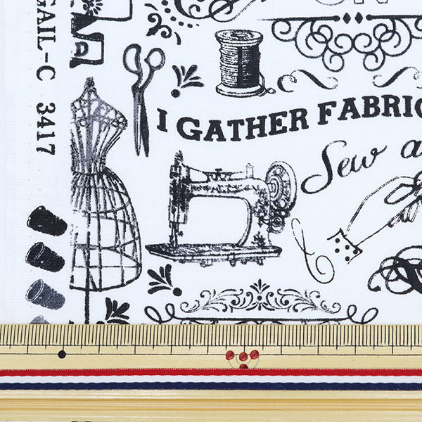 【数量5から】 生地 『インクジェットプリント ソーイング C3417-WHITE』 USAコットン