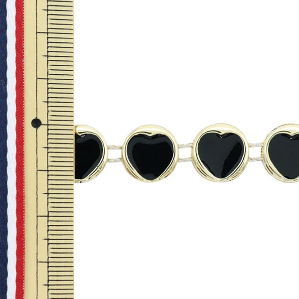 【数量5から】 手芸ブレード 『イミテーションブレード 幅約1.4cm ハート 黒 GY-43-18-1A』