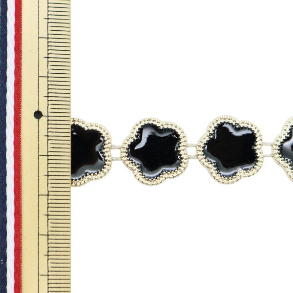 【数量5から】 手芸ブレード 『イミテーションブレード 幅約1.7cm花 黒 GY-43-18-56』