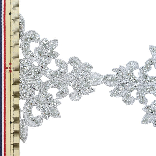 【数量5から】 手芸ブレード 『刺繍ブレード 幅約12cm シルバー GY-93-19-4S』