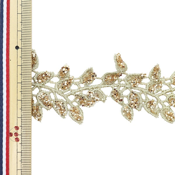 【数量5から】 手芸ブレード 『刺繍ブレード 幅約3.5cm ゴールド GY-93-19-6』