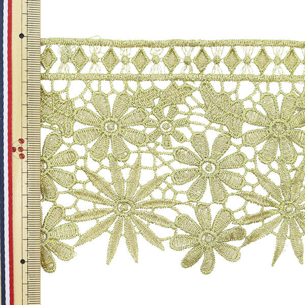 【数量5から】 手芸ブレード 『刺繍ブレード 幅約10.7cm ゴールド GY-93-19-7』