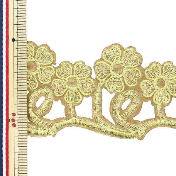 【数量5から】 手芸ブレード 『アイロン接着メタリックブレード 幅約6.4cm 金 GY-110-5』