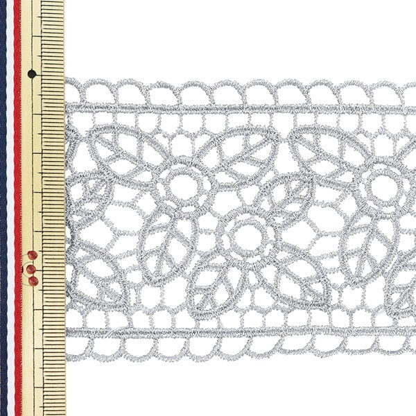 【数量5から】 手芸ブレード 『メタリックレース 幅約8cm 銀 GY-99-19-17S』