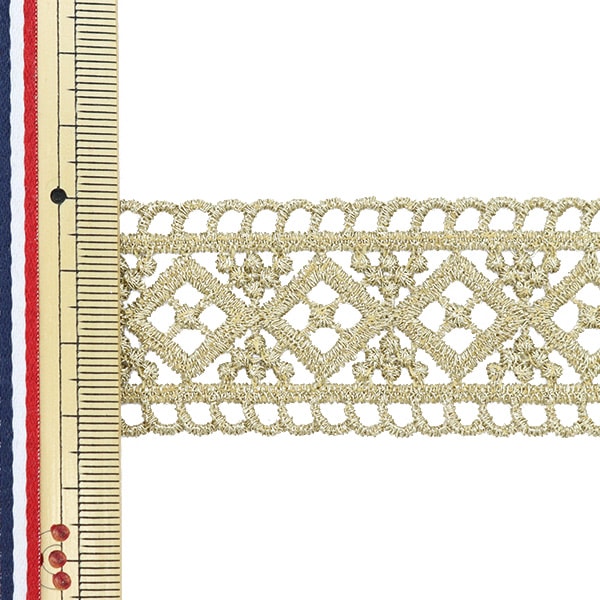 【数量5から】 手芸ブレード 『メタリックレース 幅約3.5cm 金 GY-99-19-18G』