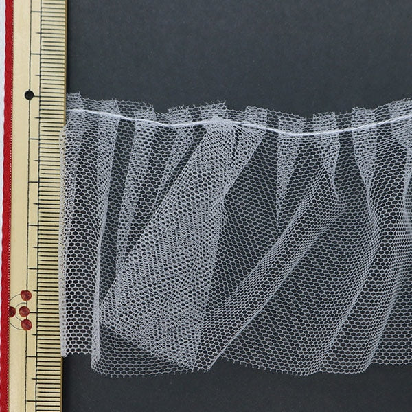 【数量5から】 レース 『チュールボックスフリル 幅広 1番色 白 IR027』